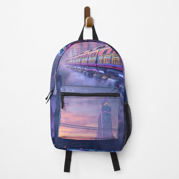 Item preview, Cyberpunk Futuristic Train Neon City Night Sci Fi Art designed and sold by MystArt1.