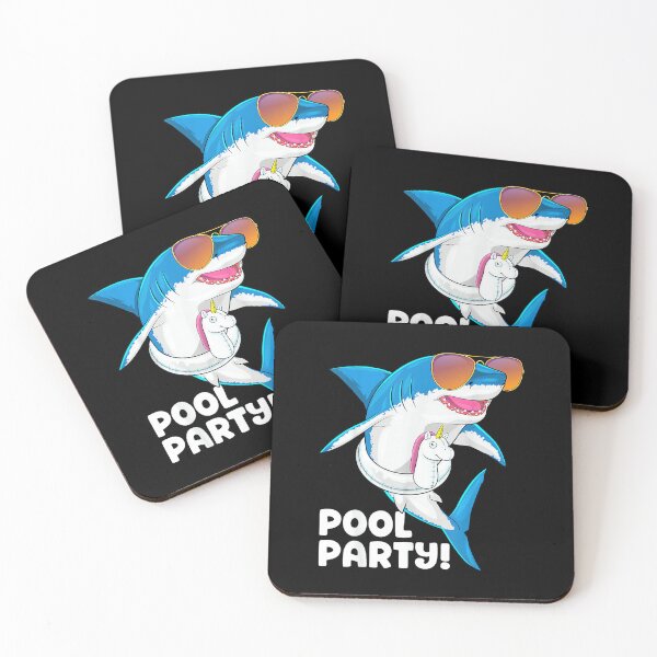 Item preview, Pool Party Unicorn Float Summer Vacation Funny Shark Swim designed and sold by RichardXRichard.
