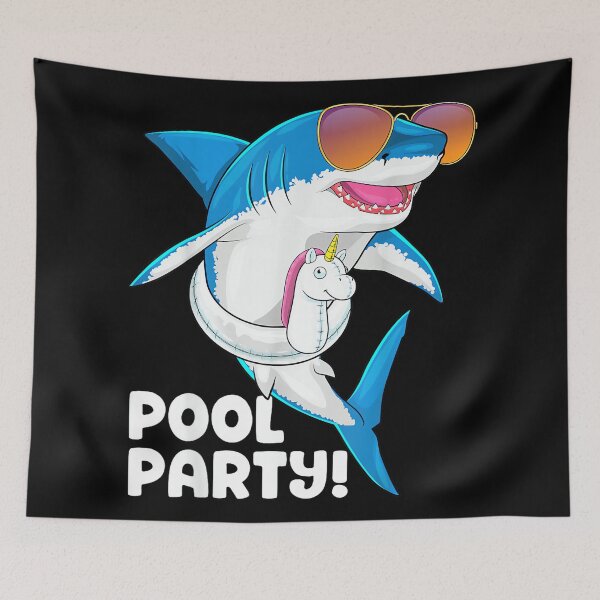 Item preview, Pool Party Unicorn Float Summer Vacation Funny Shark Swim designed and sold by RichardXRichard.