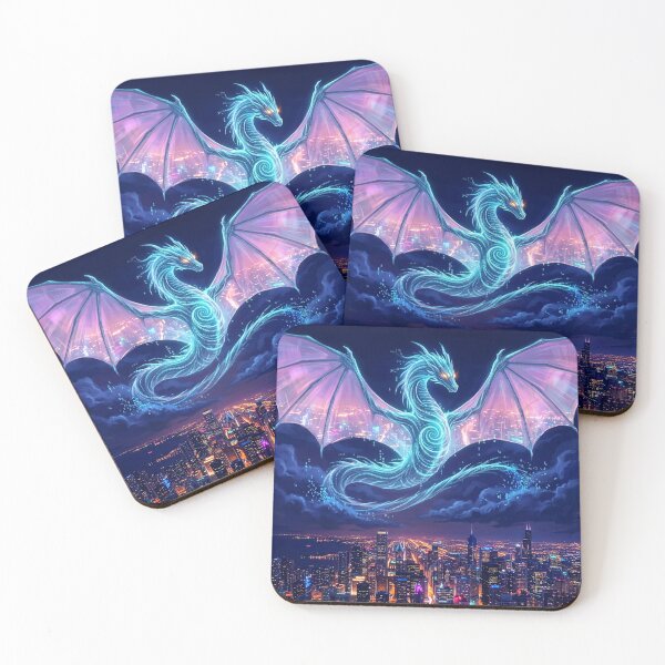 Item preview, Holographic Dragon Data Streams Neon City Fantasy Art designed and sold by MystArt1.