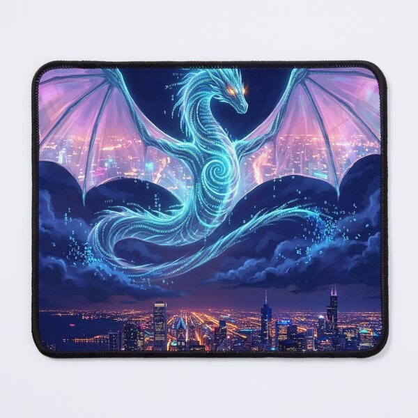 Item preview, Holographic Dragon Data Streams Neon City Fantasy Art designed and sold by MystArt1.