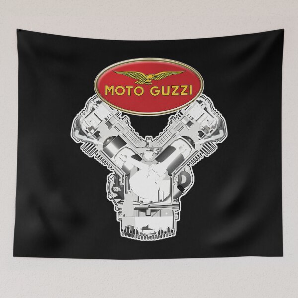 Item preview, Guzzi Logo And Engine T-Shirt designed and sold by Momoverse.