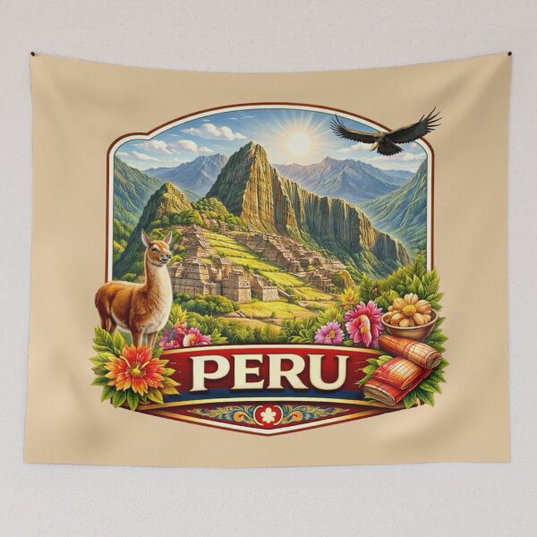 Item preview, Peru - Machu Picchu, Andes Mountains and Llama designed and sold by Myra365Art.