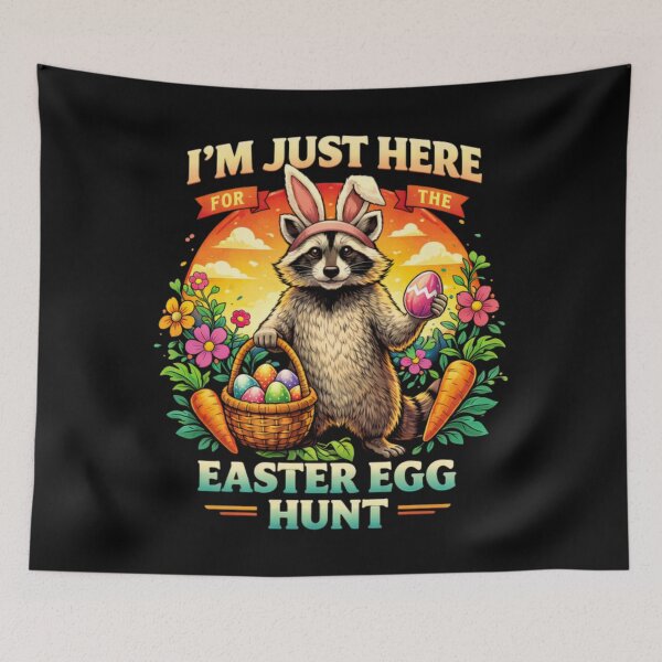 Item preview, I’m Just Here For The Easter Egg Hunt Funny Bunny Raccoon Vintage Classic T-Shirt designed and sold by Qwertycraftd.