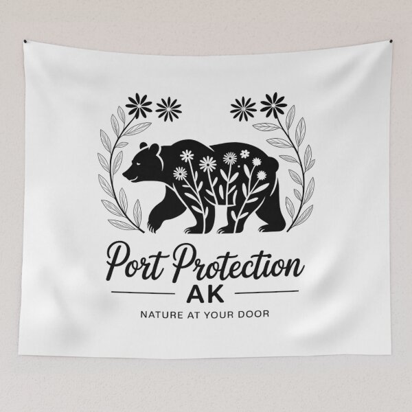 Item preview, Port Protection Alaska Bear & Flowers Nature At Your Door designed and sold by HellD3vil-Art.