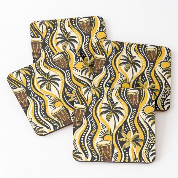 Item preview, Garifuna Drum & Palm Pattern | Bold Tropical Caribbean Design designed and sold by ezsketch25.