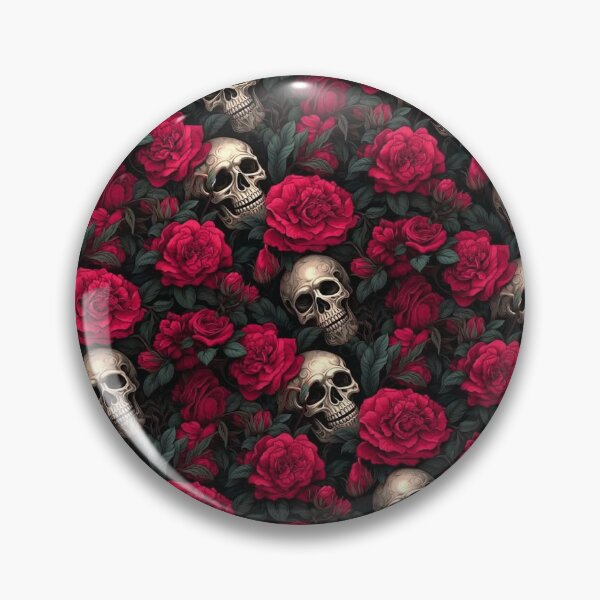 Item preview, Atmospheric: Gothic Romance: Seamless Pattern of Silver Skulls and Deep Red Roses designed and sold by GrimNest.