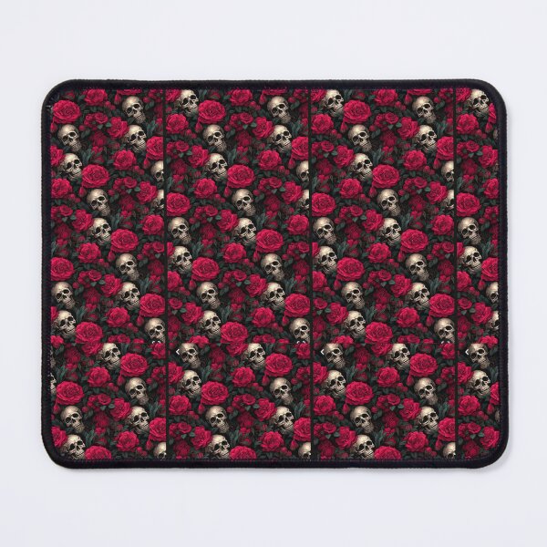 Item preview, Atmospheric: Gothic Romance: Seamless Pattern of Silver Skulls and Deep Red Roses designed and sold by GrimNest.