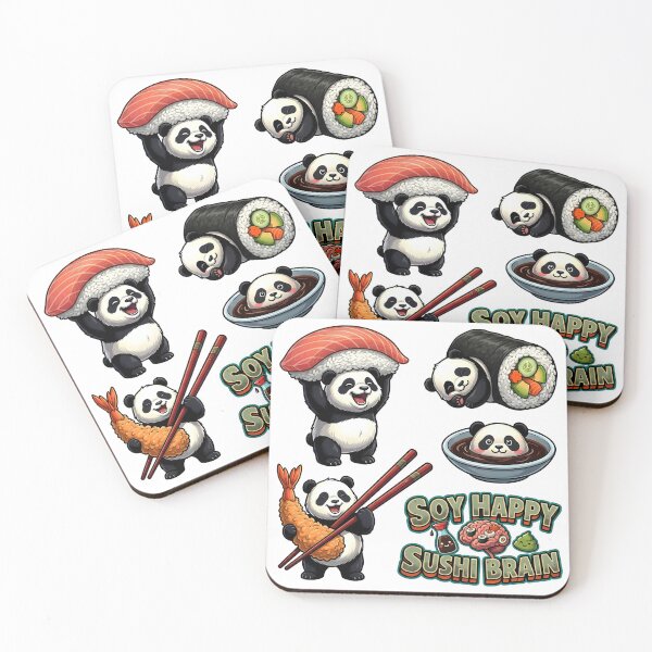 Item preview, Kawaii Panda Sushi Sticker Sheet - Funny Japanese Foodie Aesthetic Pack designed and sold by The Grumpy Pet Club.