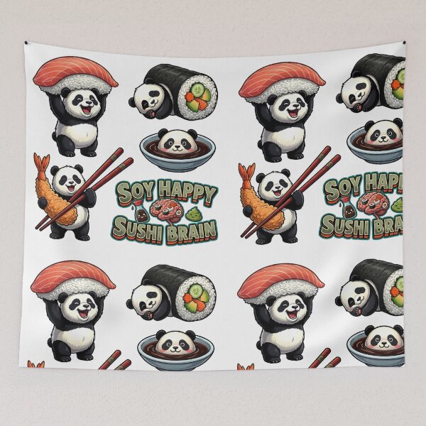 Item preview, Kawaii Panda Sushi Sticker Sheet - Funny Japanese Foodie Aesthetic Pack designed and sold by The Grumpy Pet Club.