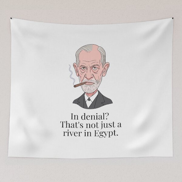 Item preview, Freud "In Denial? That's Not Just a River in Egypt" - Psychology Humor Design for Mugs, Stickers, Tees - Gift for Psych Students, Therapists designed and sold by MellowSphere.