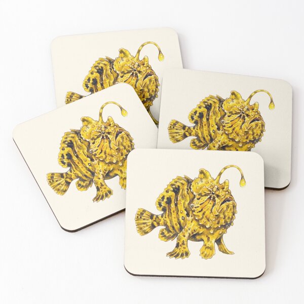 Item preview, Sulphur Yellow Striated Frogfish Watercolor designed and sold by Wennebabs.
