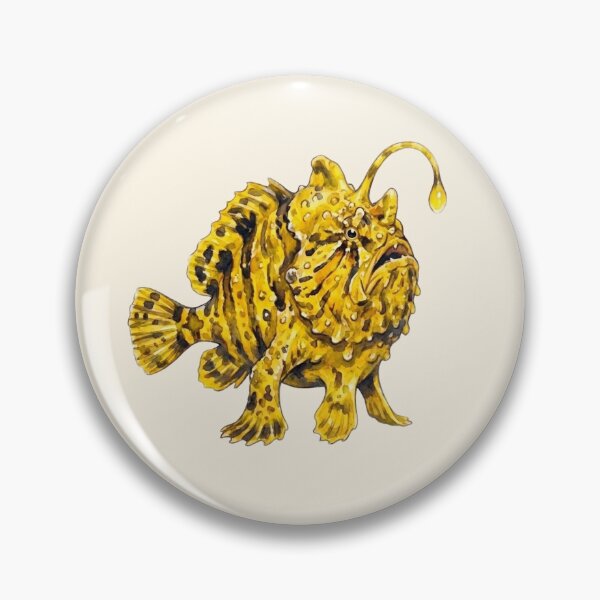 Item preview, Sulphur Yellow Striated Frogfish Watercolor designed and sold by Wennebabs.