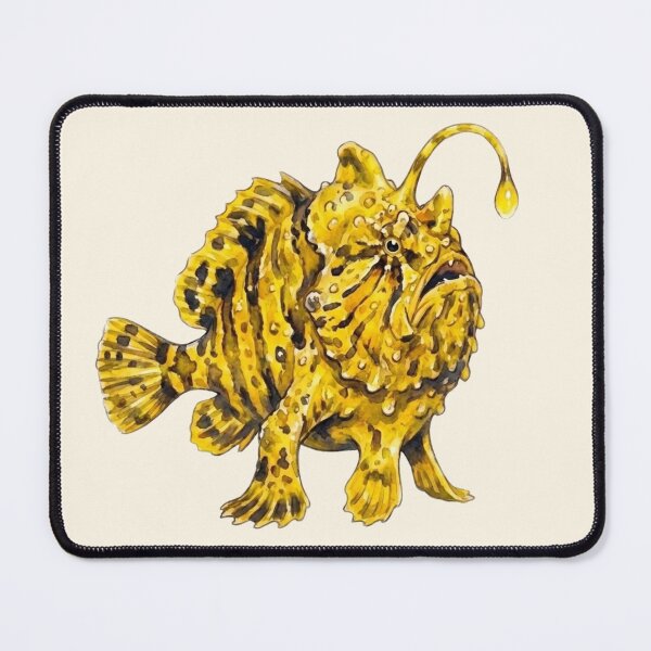 Item preview, Sulphur Yellow Striated Frogfish Watercolor designed and sold by Wennebabs.