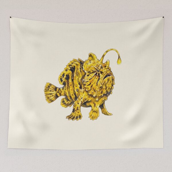 Item preview, Sulphur Yellow Striated Frogfish Watercolor designed and sold by Wennebabs.