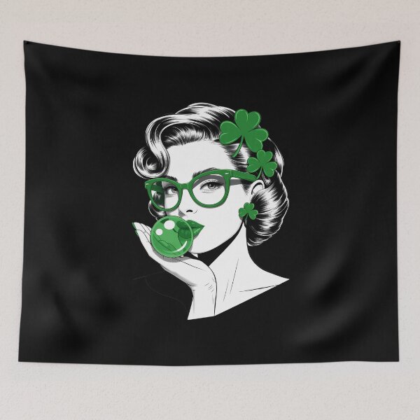Item preview, St. Patricks Day Green Woman Blowing Bubble designed and sold by VENOM0RIOT.