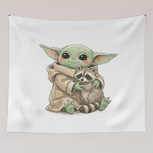 Artikelvorschau, BABY YODA MIT WASCHBÄR entworfen und verkauft von LIS AND MELIVERSO.