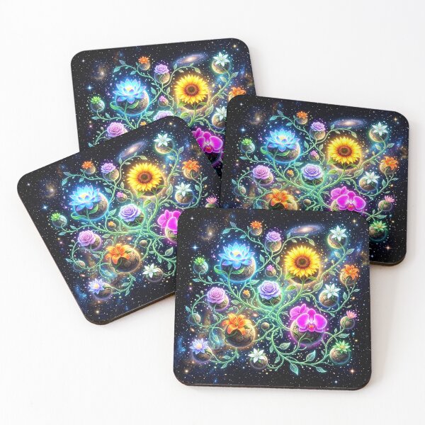 Item preview, Cosmic Garden — Luminous Flowers Blooming on Tiny Planets in Deep Space designed and sold by MystArt1.