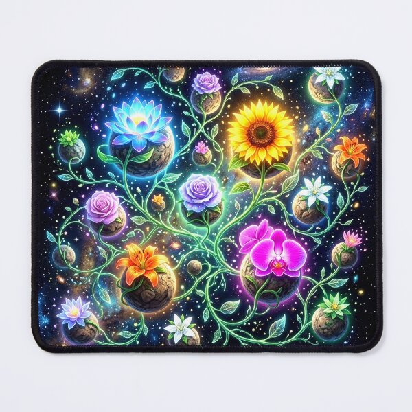 Item preview, Cosmic Garden — Luminous Flowers Blooming on Tiny Planets in Deep Space designed and sold by MystArt1.