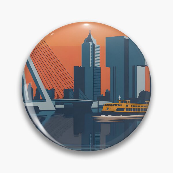 Item preview, Rotterdam Erasmus Bridge Vintage Sunset Sticker designed and sold by FestivityFinds.