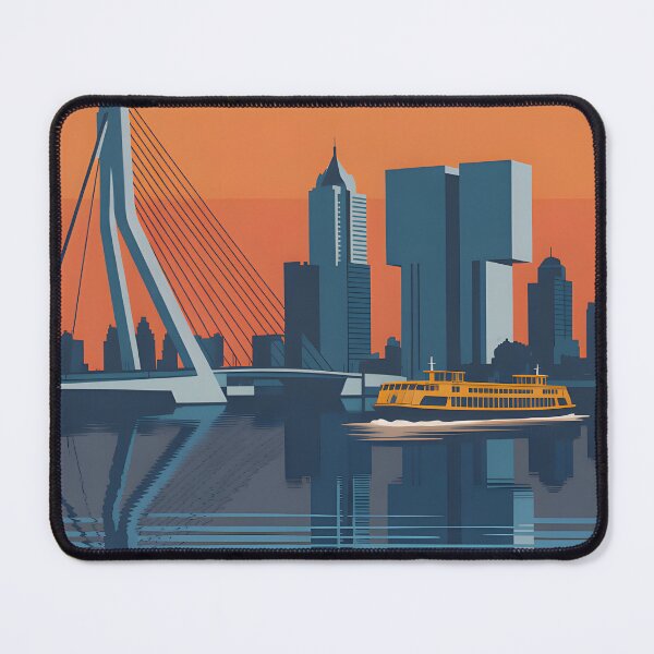 Item preview, Rotterdam Erasmus Bridge Vintage Sunset Sticker designed and sold by FestivityFinds.