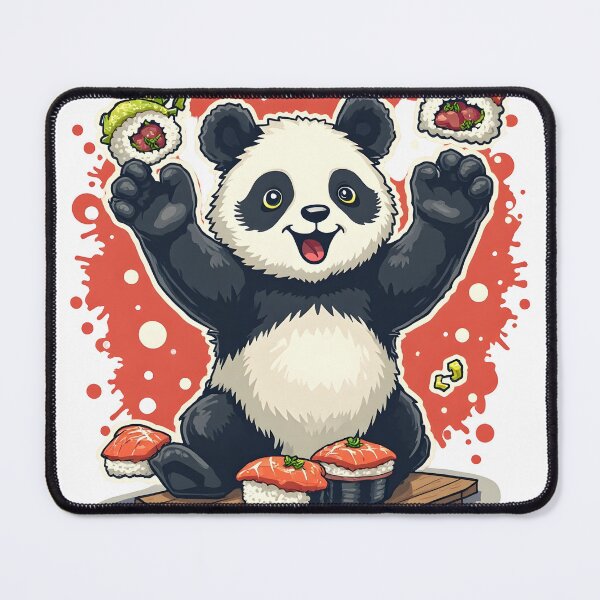 Item preview, Juggling Sushi Panda - Kawaii Japanese Foodie Humor Art designed and sold by The Grumpy Pet Club.