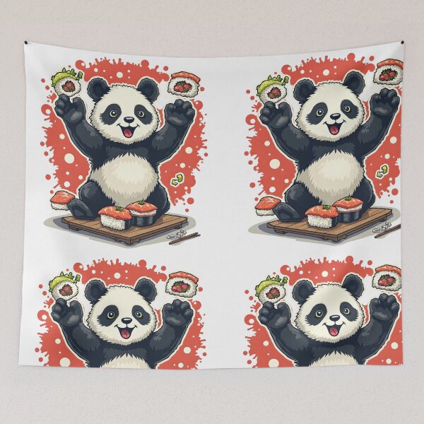 Item preview, Juggling Sushi Panda - Kawaii Japanese Foodie Humor Art designed and sold by The Grumpy Pet Club.