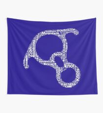 Rescue 8 Word Cloud Rappelling Rock Climber Hardware Wall Tapestry