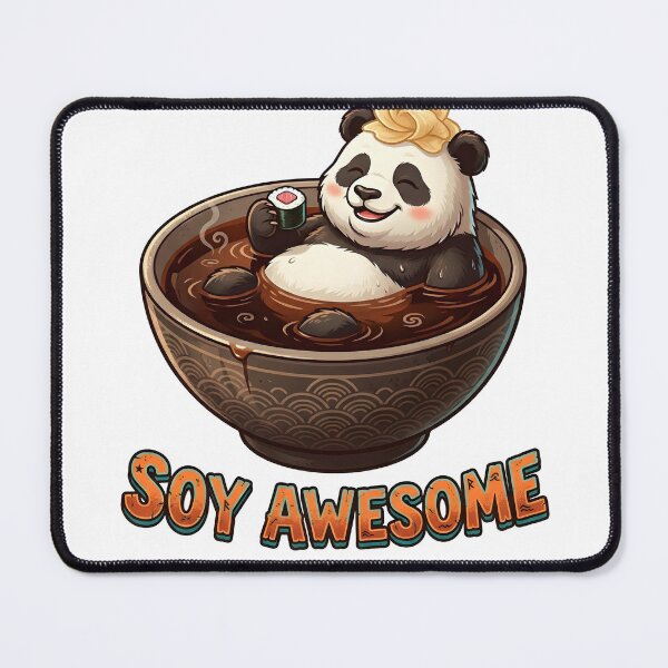 Item preview, Funny Panda Soy Sauce Spa - Soy Awesome Kawaii Food Pun designed and sold by The Grumpy Pet Club.