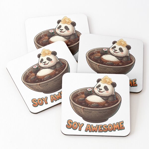 Item preview, Funny Panda Soy Sauce Spa - Soy Awesome Kawaii Food Pun designed and sold by The Grumpy Pet Club.