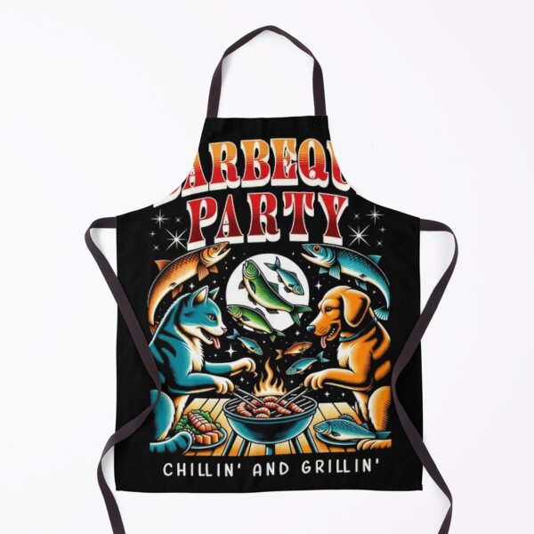 Item preview, Barbeque Party Chillin' and Grillin' - Funny Cat and Dog BBQ designed and sold by GenZFashion000.