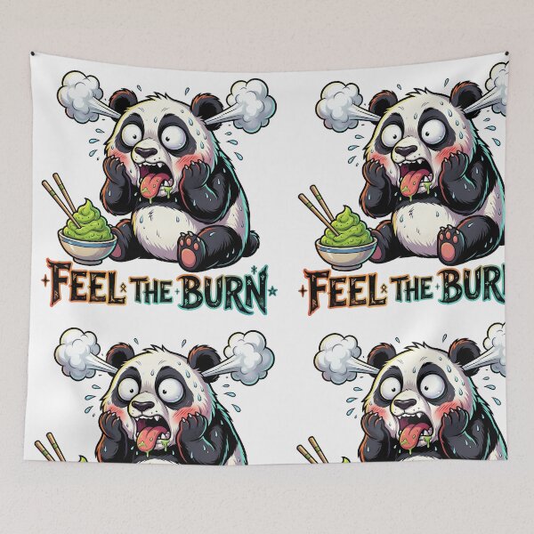 Item preview, Funny Wasabi Panda Spicy Reaction - Feel The Burn Kawaii Food Pun designed and sold by The Grumpy Pet Club.