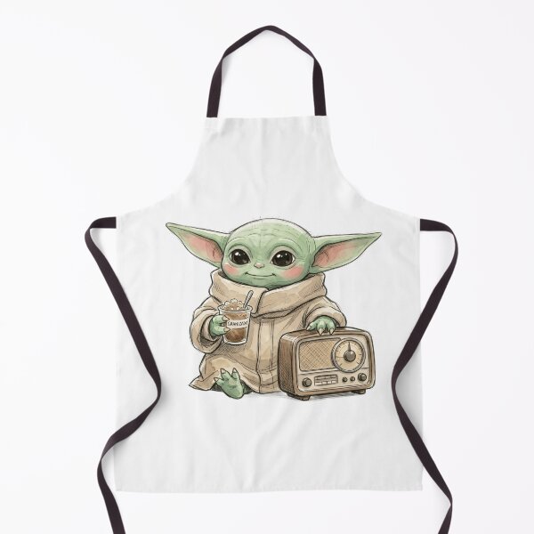 Item preview, BABY YODA WITH COFFEE SLUSH AND VINTAGE RADIO designed and sold by LIS AND MELIVERSO.