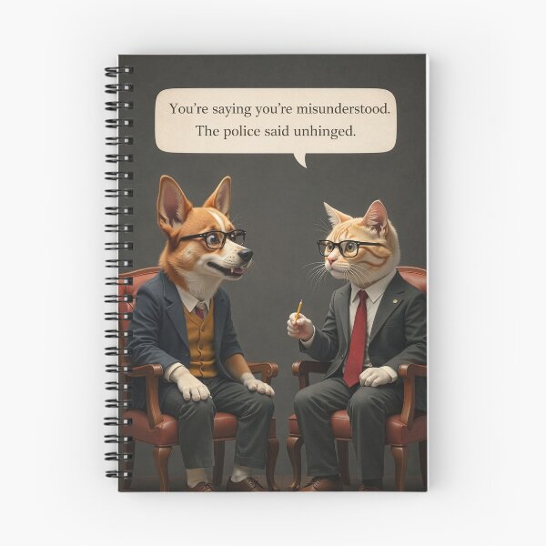 Item preview, Funny Cat Psych – Police Call Patient Unhinged designed and sold by FunscapeHQ.