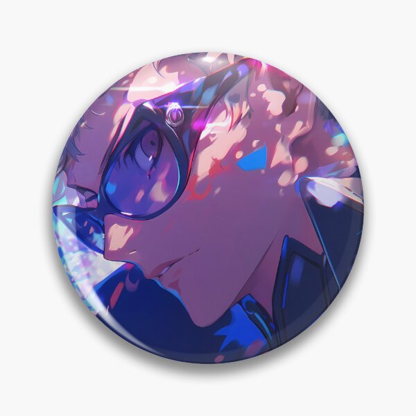 Item preview, Ryuji Sakamoto Persona 5 Blue Neon Profile With Glasses designed and sold by Tokyonomad.