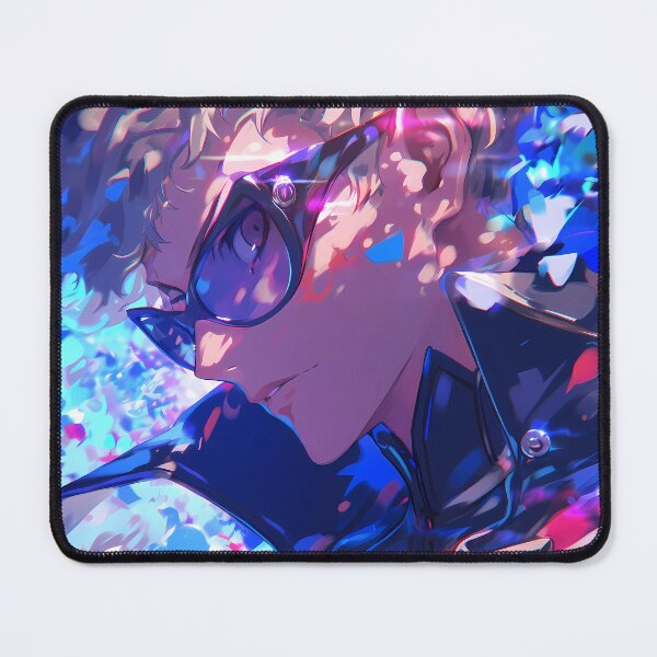 Item preview, Ryuji Sakamoto Persona 5 Blue Neon Profile With Glasses designed and sold by Tokyonomad.