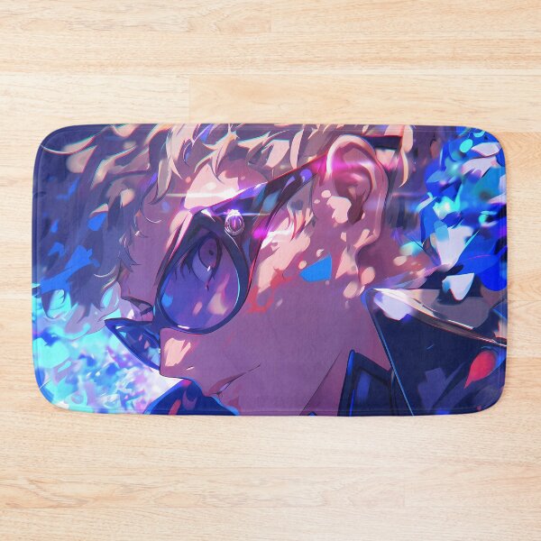 Item preview, Ryuji Sakamoto Persona 5 Blue Neon Profile With Glasses designed and sold by Tokyonomad.
