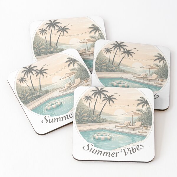 Item preview, Summer Vibes Poolside – Minimalist Tropical Sunset Design designed and sold by Artful Expression .