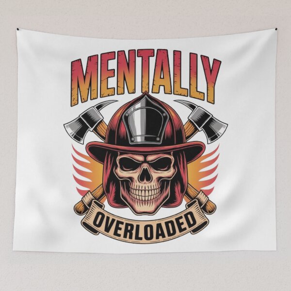 Item preview, Mentally Overloaded Skull Firefighter Streetwear Graphic designed and sold by NewUSShop.