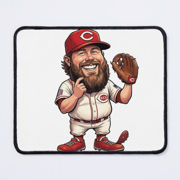 Item preview, Pierce Johnson Cincinnati Reds Baseball Bearded Pitcher Caricature designed and sold by artsdylan.