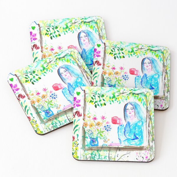 Item preview, Garden Window Woman Painting designed and sold by TinTinBloom.
