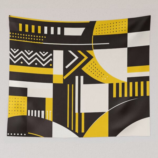 Item preview, Garifuna Pulse – Abstract Identity Pattern (Black, Yellow & White) designed and sold by ezsketch25.