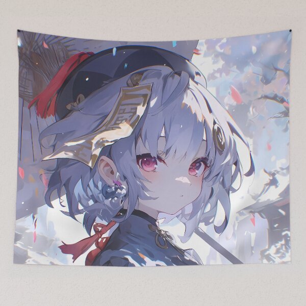 Item preview, Qiqi Genshin Impact Chibi Snowfall Gentle Pastel Scene designed and sold by Tokyonomad.