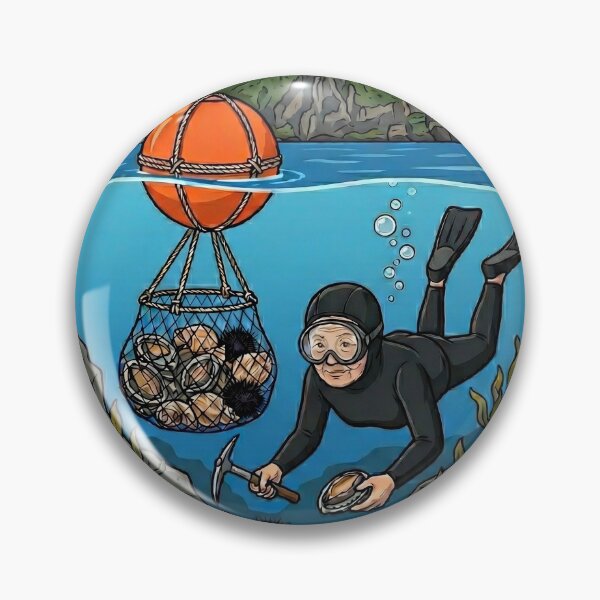 Item preview, Jeju Haenyeo Modern Badge Illustration - Traditional Female Diver  designed and sold by KOREA-HAENAM.