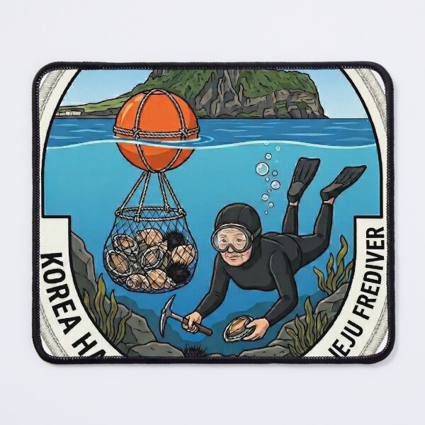 Item preview, Jeju Haenyeo Modern Badge Illustration - Traditional Female Diver designed and sold by KOREA-HAENAM.