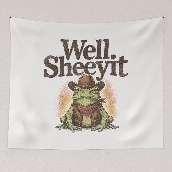 Item preview, Well Sheeyit Funny Cowboy Frog Western Humor Vintage designed and sold by AnitaBice.