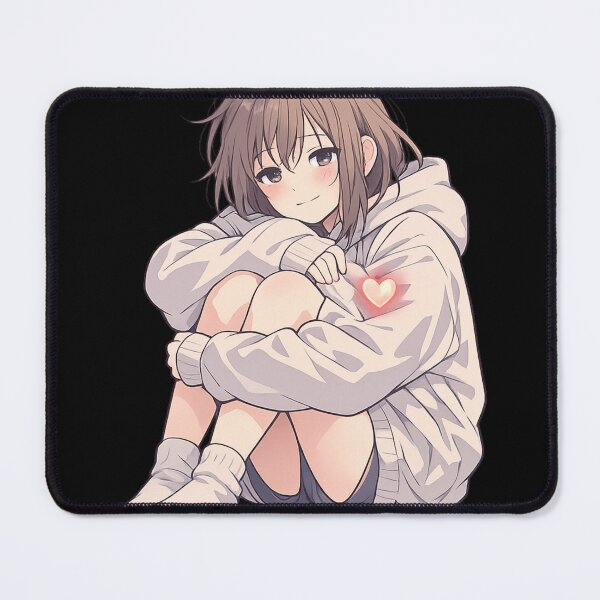 Item preview, Quiet Strength – Tired Anime Girl Hugging Knees with Hopeful Heart designed and sold by CutePearlStudio.