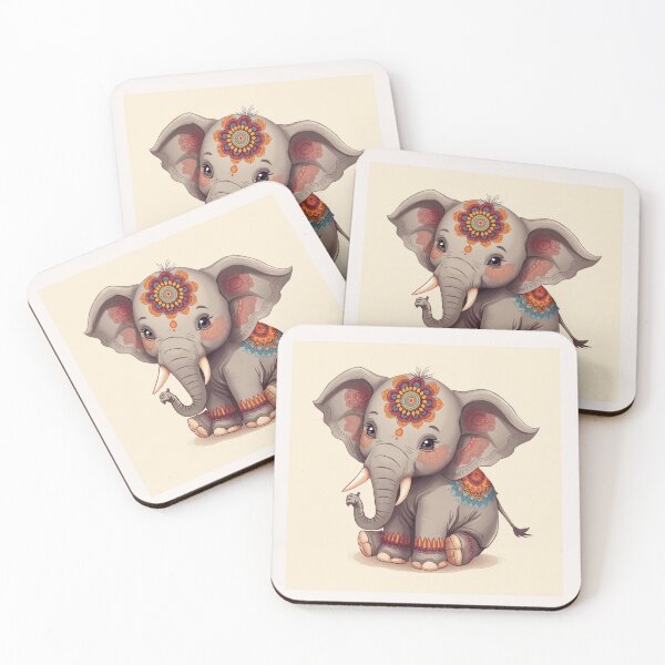 Item preview, Boho Baby Elephant | Cute Mandala Elephant Art | Minimal Aesthetic Animal Design designed and sold by The Crafted Spirits.