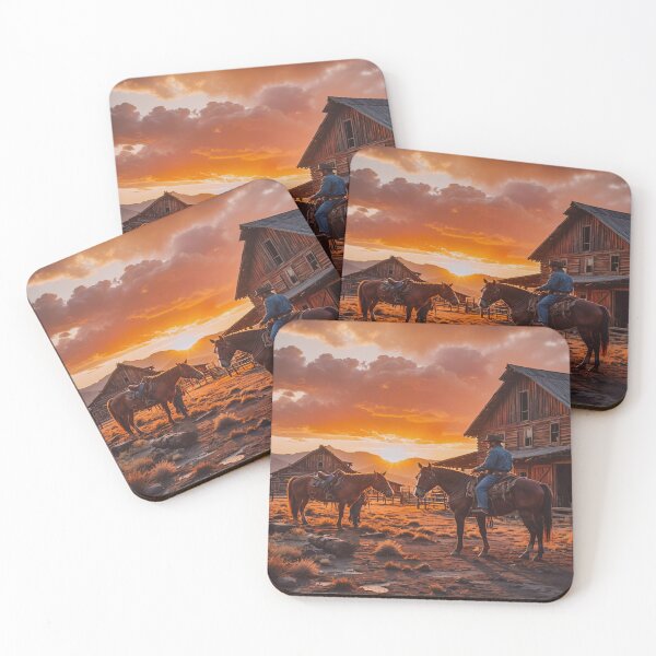 Item preview, Cowboy on Horse at Sunset designed and sold by BeautifulVirtues.