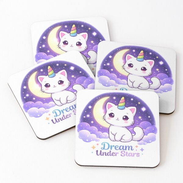 Aperçu de l'œuvre Cute Unicorn Cat Night créée et vendue par Meowza Studio.